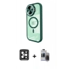 MARSİLYAN™- iPhone 15 Pro Max Kılıf Kıvılcım Modern Koleksiyonu - Siyah Vanessa Magic Hayalet Cam + PVD Metal Kamera Lens - SH