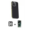 MARSİLYAN™- iPhone 15 Pro Max Kılıf Kıvılcım Modern Özel Seri - Şeffaf 360 Full Body Arka Koruyucu + PVD Metal Kamera Lens - GS