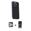 MARSİLYAN™- iPhone 15 Pro Max Kılıf Kıvılcım Modern Özel Seri - Şeffaf 360 Full Body Arka Koruyucu + PVD Metal Kamera Lens - GS