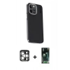 MARSİLYAN™- iPhone 15 Pro Max Kılıf Kıvılcım Modern Özel Seri - Şeffaf 360 Full Body Arka Koruyucu + PVD Metal Kamera Lens - GS