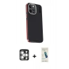 MARSİLYAN™- iPhone 15 Pro Max Kılıf Kıvılcım Modern Özel Seri - Şeffaf Pasifik Cam Ekran Koruyucu + PVD Metal Kamera Lens - GS