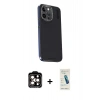 MARSİLYAN™- iPhone 15 Pro Max Kılıf Kıvılcım Modern Özel Seri - Şeffaf Pasifik Cam Ekran Koruyucu + PVD Metal Kamera Lens - TU