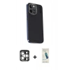 MARSİLYAN™- iPhone 15 Pro Max Kılıf Kıvılcım Modern Özel Seri - Şeffaf Pasifik Cam Ekran Koruyucu + PVD Metal Kamera Lens - GS