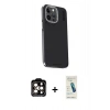 MARSİLYAN™- iPhone 15 Pro Max Kılıf Kıvılcım Modern Özel Seri - Şeffaf Pasifik Cam Ekran Koruyucu + PVD Metal Kamera Lens - TU