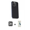 MARSİLYAN™- iPhone 15 Pro Max Kılıf Kıvılcım Modern Özel Seri - Şeffaf Pasifik Cam Ekran Koruyucu + PVD Metal Kamera Lens - GI