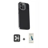 MARSİLYAN™- iPhone 15 Pro Max Kılıf Kıvılcım Modern Özel Seri - Şeffaf Pasifik Cam Ekran Koruyucu + PVD Metal Kamera Lens - GI