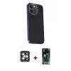 MARSİLYAN™- iPhone 15 Pro Max Kılıf Kıvılcım Modern Özel Seri - Siyah 360 Mat Full Body Arka Koruyucu + PVD Metal Kamera Lens - GI