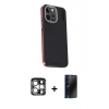 MARSİLYAN™- iPhone 15 Pro Max Kılıf Kıvılcım Modern Özel Seri - Siyah 3D Antistatik Hayalet Cam Ekran Koruyucu + PVD Metal Kamera Lens - GS