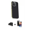 MARSİLYAN™- iPhone 15 Pro Max Kılıf Kıvılcım Modern Özel Seri - Siyah 3D Antistatik Mat Seramik Nano Ekran Koruyucu + Raze Metal Kamera Lens - TMGI