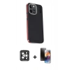 MARSİLYAN™- iPhone 15 Pro Max Kılıf Kıvılcım Modern Özel Seri - Siyah 3D Antistatik Mat Seramik Nano Ekran Koruyucu + PVD Metal Kamera Lens - GI
