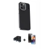 MARSİLYAN™- iPhone 15 Pro Max Kılıf Kıvılcım Modern Özel Seri - Siyah 3D Antistatik Mat Seramik Nano Ekran Koruyucu + Raze Metal Kamera Lens - LT