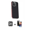 MARSİLYAN™- iPhone 15 Pro Max Kılıf Kıvılcım Modern Özel Seri - Siyah 3D Antistatik Mat Seramik Nano Ekran Koruyucu + PVD Metal Kamera Lens - SH