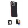 MARSİLYAN™- iPhone 15 Pro Max Kılıf Kıvılcım Modern Özel Seri - Siyah 3D Antistatik Mat Seramik Nano Ekran Koruyucu + PVD Metal Kamera Lens - TU