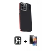 MARSİLYAN™- iPhone 15 Pro Max Kılıf Kıvılcım Modern Özel Seri - Siyah 3D Antistatik Mat Seramik Nano Ekran Koruyucu + PVD Metal Kamera Lens - LT