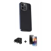 MARSİLYAN™- iPhone 15 Pro Max Kılıf Kıvılcım Modern Özel Seri - Siyah 3D Antistatik Mat Seramik Nano Ekran Koruyucu + Raze Metal Kamera Lens - SH