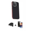 MARSİLYAN™- iPhone 15 Pro Max Kılıf Kıvılcım Modern Özel Seri - Siyah 3D Antistatik Mat Seramik Nano Ekran Koruyucu + Raze Metal Kamera Lens - GS