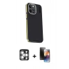 MARSİLYAN™- iPhone 15 Pro Max Kılıf Kıvılcım Modern Özel Seri - Siyah 3D Antistatik Mat Seramik Nano Ekran Koruyucu + PVD Metal Kamera Lens - GS