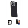 MARSİLYAN™- iPhone 15 Pro Max Kılıf Kıvılcım Modern Özel Seri - Siyah 3D Antistatik Mat Seramik Nano Ekran Koruyucu + PVD Metal Kamera Lens - TU