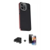 MARSİLYAN™- iPhone 15 Pro Max Kılıf Kıvılcım Modern Özel Seri - Siyah 3D Antistatik Mat Seramik Nano Ekran Koruyucu + Raze Metal Kamera Lens - TMGI