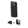 MARSİLYAN™- iPhone 15 Pro Max Kılıf Kıvılcım Modern Özel Seri - Siyah 3D Antistatik Mat Seramik Nano Ekran Koruyucu + Raze Metal Kamera Lens - TMGI