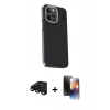 MARSİLYAN™- iPhone 15 Pro Max Kılıf Kıvılcım Modern Özel Seri - Siyah 3D Antistatik Mat Seramik Nano Ekran Koruyucu + Raze Metal Kamera Lens - SH