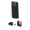 MARSİLYAN™- iPhone 15 Pro Max Kılıf Kıvılcım Modern Özel Seri - Siyah 3D Antistatik Mat Seramik Nano Ekran Koruyucu + Raze Metal Kamera Lens - LT