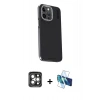 MARSİLYAN™- iPhone 15 Pro Max Kılıf Kıvılcım Modern Özel Seri - Siyah 3D Antistatik Seramik Nano Ekran Koruyucu + PVD Metal Kamera Lens - GI