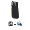 MARSİLYAN™- iPhone 15 Pro Max Kılıf Kıvılcım Modern Özel Seri - Siyah 3D Antistatik Seramik Nano Ekran Koruyucu + PVD Metal Kamera Lens - GI
