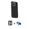MARSİLYAN™- iPhone 15 Pro Max Kılıf Kıvılcım Modern Özel Seri - Siyah 3D Antistatik Seramik Nano Ekran Koruyucu + PVD Metal Kamera Lens - LT