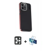 MARSİLYAN™- iPhone 15 Pro Max Kılıf Kıvılcım Modern Özel Seri - Siyah 3D Antistatik Seramik Nano Ekran Koruyucu + PVD Metal Kamera Lens - LT