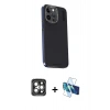 MARSİLYAN™- iPhone 15 Pro Max Kılıf Kıvılcım Modern Özel Seri - Siyah 3D Antistatik Seramik Nano Ekran Koruyucu + PVD Metal Kamera Lens - GI