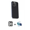 MARSİLYAN™- iPhone 15 Pro Max Kılıf Kıvılcım Modern Özel Seri - Siyah 3D Antistatik Seramik Nano Ekran Koruyucu + PVD Metal Kamera Lens - GS