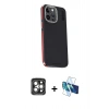 MARSİLYAN™- iPhone 15 Pro Max Kılıf Kıvılcım Modern Özel Seri - Siyah 3D Antistatik Seramik Nano Ekran Koruyucu + PVD Metal Kamera Lens - GI