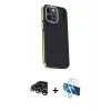 MARSİLYAN™- iPhone 15 Pro Max Kılıf Kıvılcım Modern Özel Seri - Siyah 3D Antistatik Seramik Nano Ekran Koruyucu + Raze Metal Kamera Lens - GS
