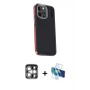 MARSİLYAN™- iPhone 15 Pro Max Kılıf Kıvılcım Modern Özel Seri - Siyah 3D Antistatik Seramik Nano Ekran Koruyucu + PVD Metal Kamera Lens - GS