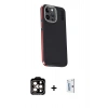 MARSİLYAN™- iPhone 15 Pro Max Kılıf Kıvılcım Modern Özel Seri - Siyah Bilvis 0.18mm Plus Cam Ekran Koruyucu + PVD Metal Kamera Lens - TU