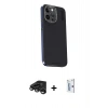MARSİLYAN™- iPhone 15 Pro Max Kılıf Kıvılcım Modern Özel Seri - Siyah Bilvis 0.18mm Plus Cam Ekran Koruyucu + Raze Metal Kamera Lens - TMGI