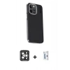 MARSİLYAN™- iPhone 15 Pro Max Kılıf Kıvılcım Modern Özel Seri - Siyah Bilvis 0.18mm Plus Cam Ekran Koruyucu + Gri PVD Metal Kamera Lens