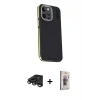 MARSİLYAN™- iPhone 15 Pro Max Kılıf Kıvılcım Modern Özel Seri - Siyah Bilvis 3D Cam Ekran Koruyucu + Raze Metal Kamera Lens - TMGI