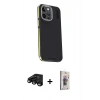 MARSİLYAN™- iPhone 15 Pro Max Kılıf Kıvılcım Modern Özel Seri - Siyah Bilvis 3D Cam Ekran Koruyucu + Raze Metal Kamera Lens - SH