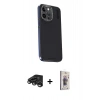 MARSİLYAN™- iPhone 15 Pro Max Kılıf Kıvılcım Modern Özel Seri - Siyah Bilvis 3D Cam Ekran Koruyucu + Raze Metal Kamera Lens - TMGI
