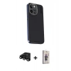 MARSİLYAN™- iPhone 15 Pro Max Kılıf Kıvılcım Modern Özel Seri - Siyah Bilvis 3D Cam Ekran Koruyucu + Raze Metal Kamera Lens - SH