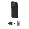 MARSİLYAN™- iPhone 15 Pro Max Kılıf Kıvılcım Modern Özel Seri - Siyah Bilvis 3D Cam Ekran Koruyucu + Raze Metal Kamera Lens - TMGI