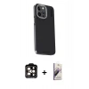 MARSİLYAN™- iPhone 15 Pro Max Kılıf Kıvılcım Modern Özel Seri - Siyah Bilvis 3D Mat Cam Ekran Koruyucu + PVD Metal Kamera Lens - TU