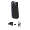 MARSİLYAN™- iPhone 15 Pro Max Kılıf Kıvılcım Modern Özel Seri - Siyah Bilvis 3D Mat Cam Ekran Koruyucu + Raze Metal Kamera Lens - GS