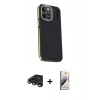 MARSİLYAN™- iPhone 15 Pro Max Kılıf Kıvılcım Modern Özel Seri - Siyah Bilvis 3D Mat Cam Ekran Koruyucu + Raze Metal Kamera Lens - TMGI