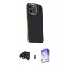 MARSİLYAN™- iPhone 15 Pro Max Kılıf Kıvılcım Modern Özel Seri - Siyah Bilvis 5in1 3D Magic Cam Ekran Koruyucu + Raze Metal Kamera Lens - LT