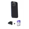 MARSİLYAN™- iPhone 15 Pro Max Kılıf Kıvılcım Modern Özel Seri - Siyah Bilvis 5in1 3D Magic Cam Ekran Koruyucu + Raze Metal Kamera Lens - LT