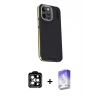 MARSİLYAN™- iPhone 15 Pro Max Kılıf Kıvılcım Modern Özel Seri - Siyah Bilvis 5in1 3D Magic Cam Ekran Koruyucu + PVD Metal Kamera Lens - TU