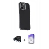 MARSİLYAN™- iPhone 15 Pro Max Kılıf Kıvılcım Modern Özel Seri - Siyah Bilvis 5in1 3D Magic Cam Ekran Koruyucu + Raze Metal Kamera Lens - LT